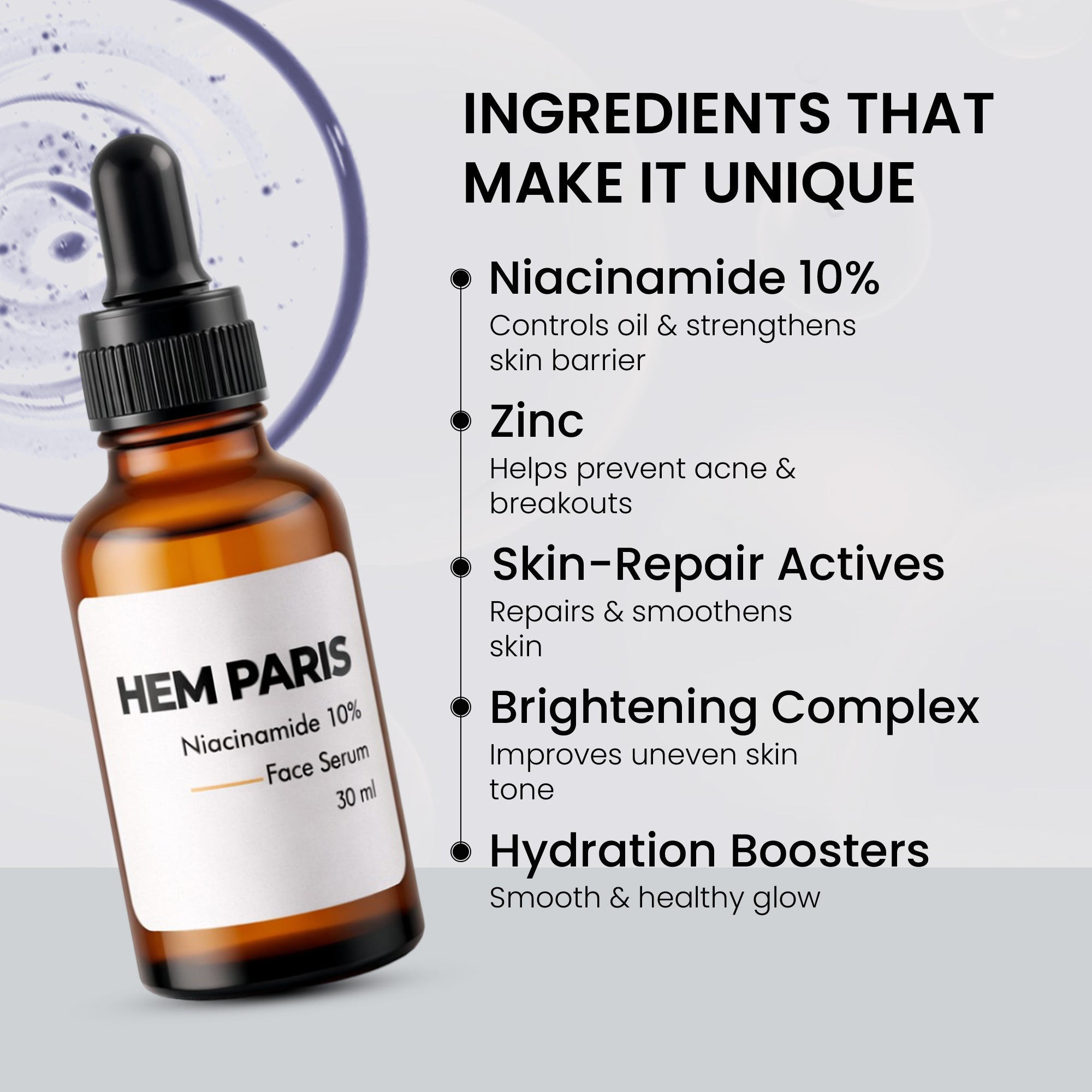 10% Niacinamide Face Serum 30 ml | Reduces Dark Spots & Acne Marks | Minimizes Pores | Oil Control & Brightening Serum for All Skin Types